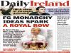 Gay Mitchell's support for Queen also on Daily Ireland front page with O'Callaghan story