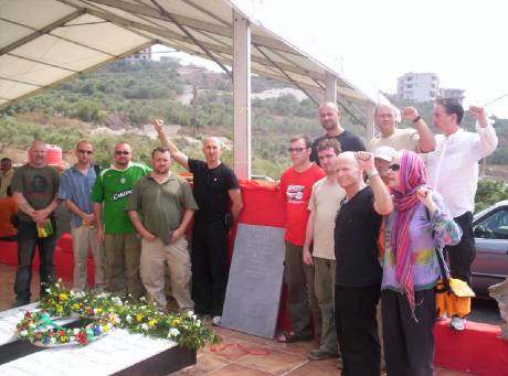 DAWC with their commemoration stone for Qana