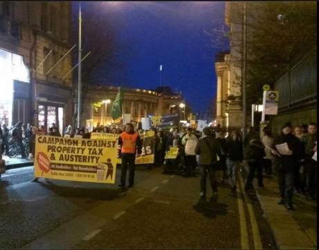 Click on image to see full-sized version March to the Dail this evening for the Budget 2012 protest. Image courtsey WSM photo stream