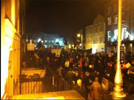 Click on image to see full-sized version Protest outside the Dail on Budget 2012 night (Weds 5th Dec 2012)
