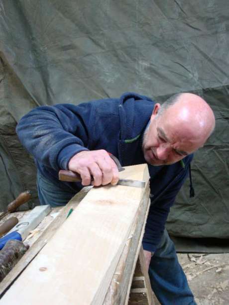 Terence checks the front face of the blade