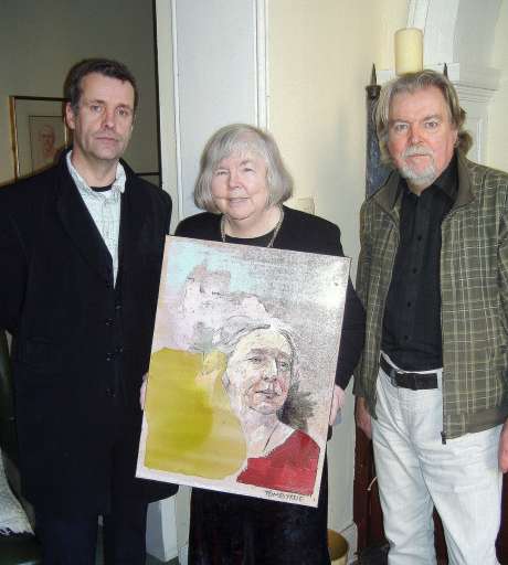 Painter Tom Byrne, Rosemarie Rowley, and Fred Johnston at the United Arts Club, Dublin.