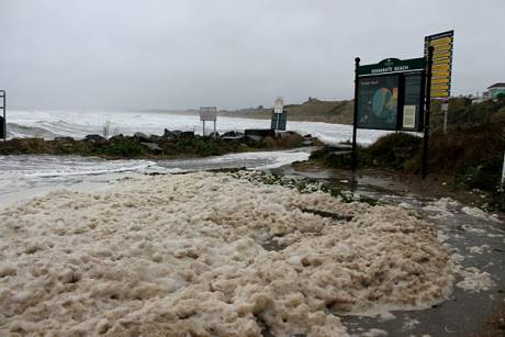 Corballis Beach at high tide on December 14, 2012