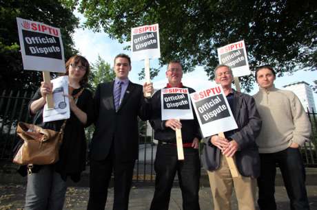 Pickets at different gates from 7 am