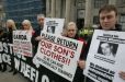 Members of Terence Wheelock's family protesting outside the Department of Justice on February 16th.