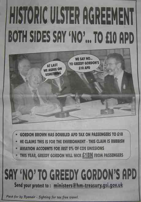 The Ryanair advert pusblished in Wednesday 28th of March 2007 Guardian