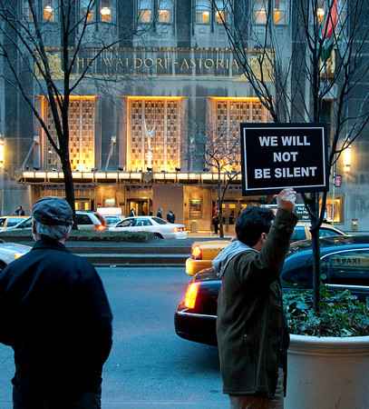 Protesting against the Butcher of Gaza at 'The Friends of the iDF'