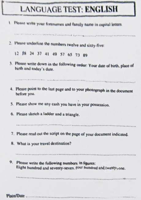 Language Test: English