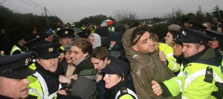 (photo copyright- rights reserved) Protest at Bellanaboy against Shell refinery scheme last year