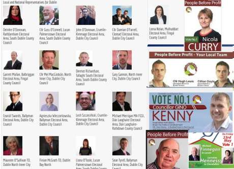 Click on image to see full-sized version Sample of local election candidates from Independents, People Before Profit and Workers Party
