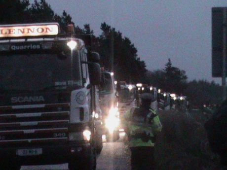 Early morning truck blockade