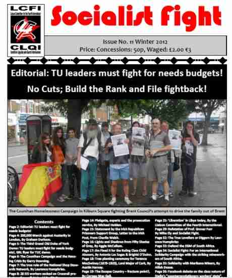 Click on image to see full-sized version Cover page image of Socialist Fight Issue 11 - Winter 2012